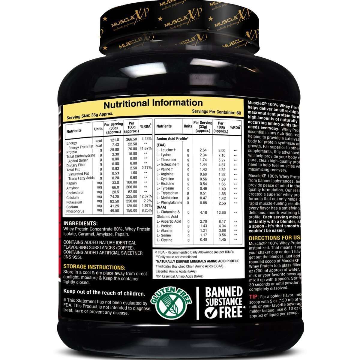 MuscleXP 100% Whey Protein - 2Kg (4.4 lbs), Double Rich Chocolate - The New Whey Standards