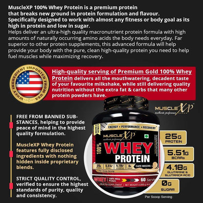 MuscleXP 100% Whey Protein - 2Kg (4.4 lbs), Double Rich Chocolate - The New Whey Standards